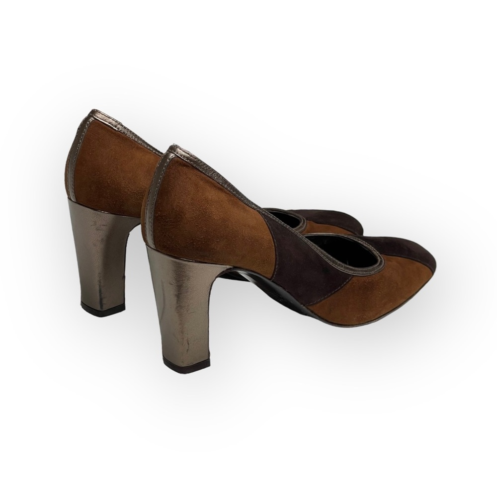 Paco Herrera Patchwork Contrast Metallic Heels Pu… - image 3